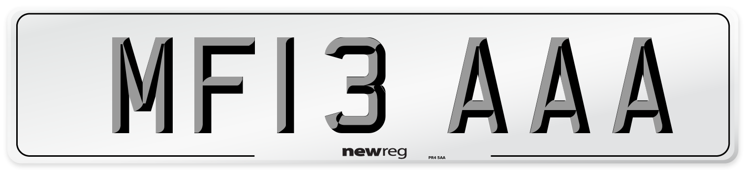 MF13 AAA Number Plate from New Reg